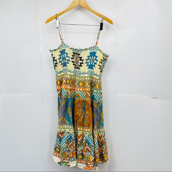 Skoozi Dresses & Skirts - Skoozi Multi Color Aztec Midi Dress L